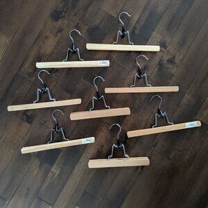 Lot of 8 IKEA BUMERANG Wooden Skirt/Pants/Suit Hangers Wood Metal Closet